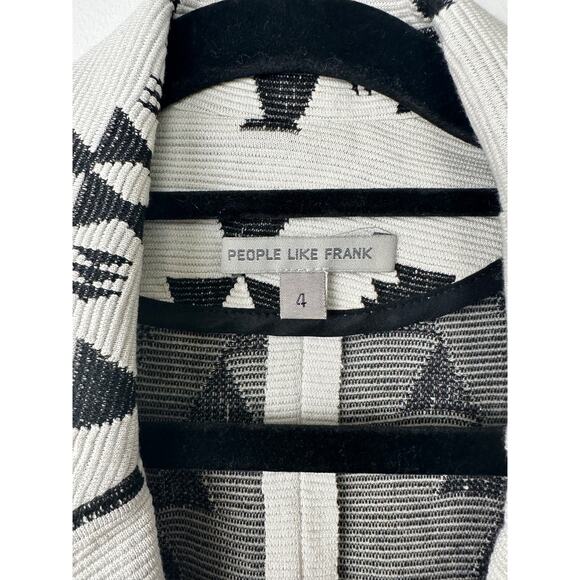 People Like Frank Anthropologie Cardigan Womens 4 Black Gray Print Pockets A25 - Picture 3 of 7